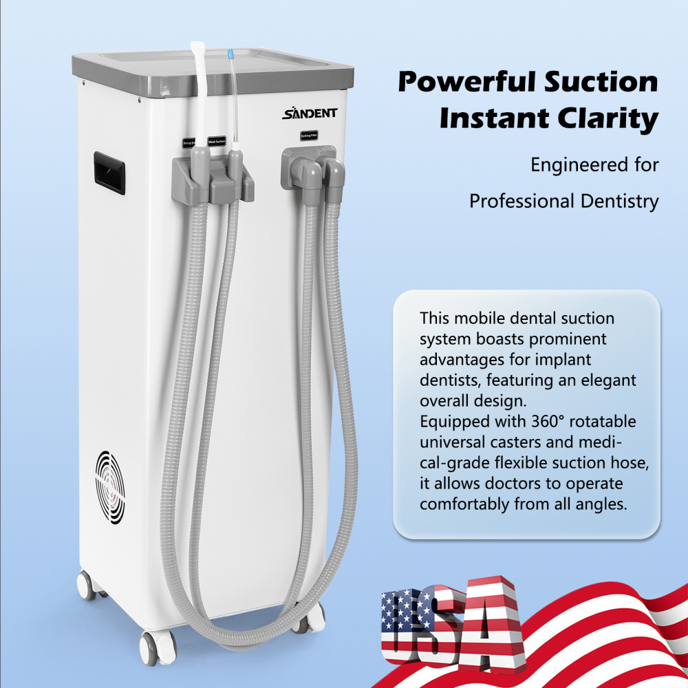 Mobile Dental Suction Unit HVE & Saliva Ejector Vacuum Machine for Dental Chair Implant Use