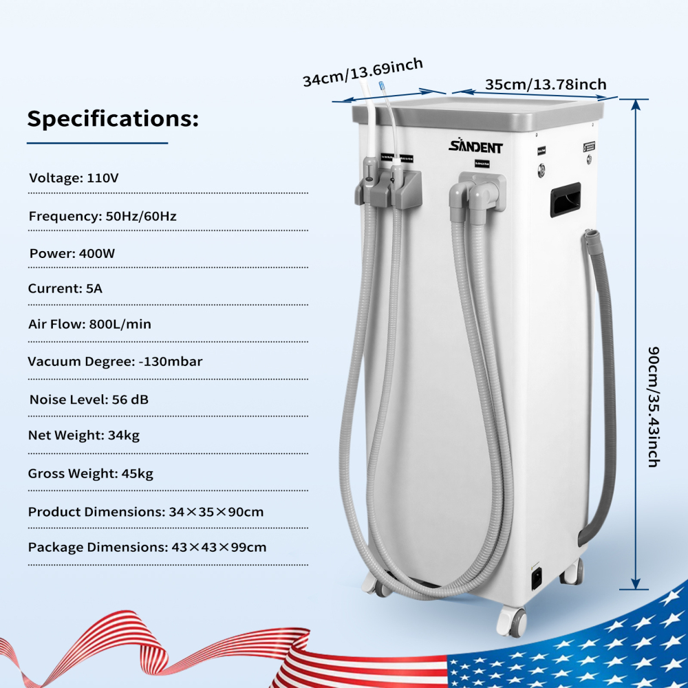 Mobile Dental Suction Unit HVE & Saliva Ejector Vacuum Machine for Dental Chair Implant Use