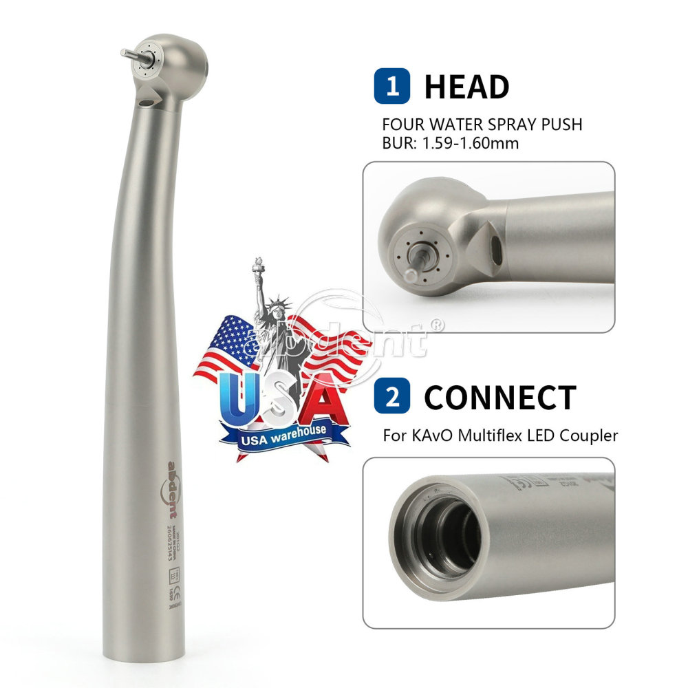 Abdent Dental LED Fiber Optic Handpiece 4 Water Spray Fit kavo Coupler
