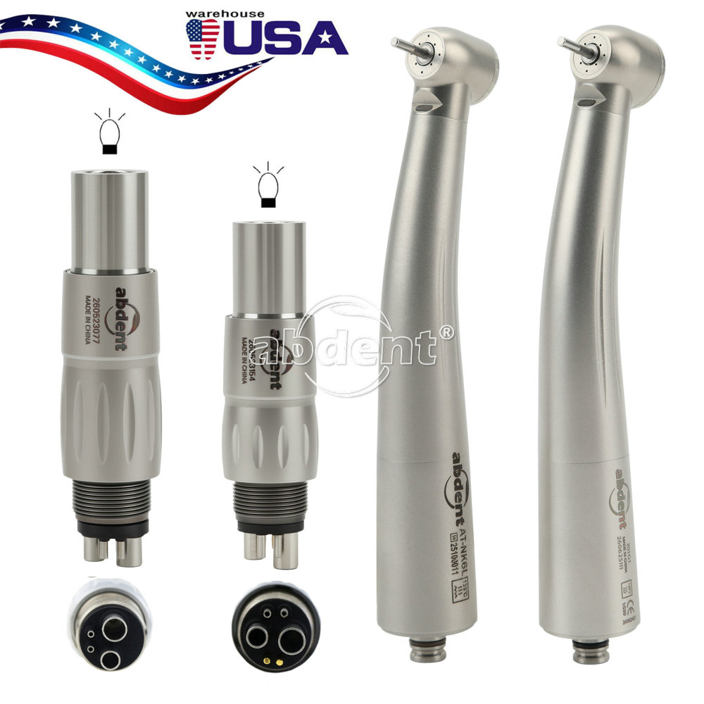 Abdent Dental LED Fiber Optic Handpiece 4 Water Spray Fit NSK Coupler