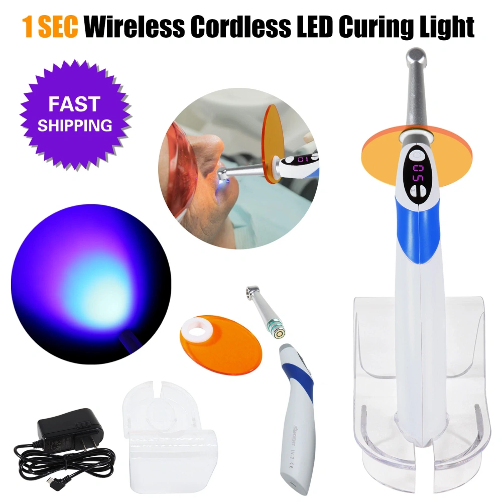 Dental Light Lamp Cordless Metal Head LED 1 Second Curing Light 2300mW/c㎡