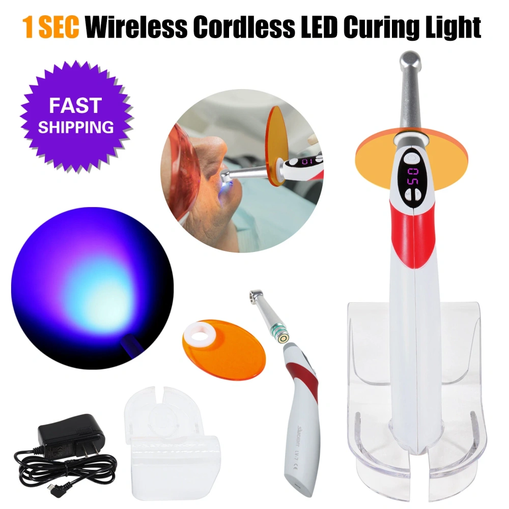 Dental Light Lamp Cordless Metal Head LED 1 Second Curing Light 2300mW/c㎡