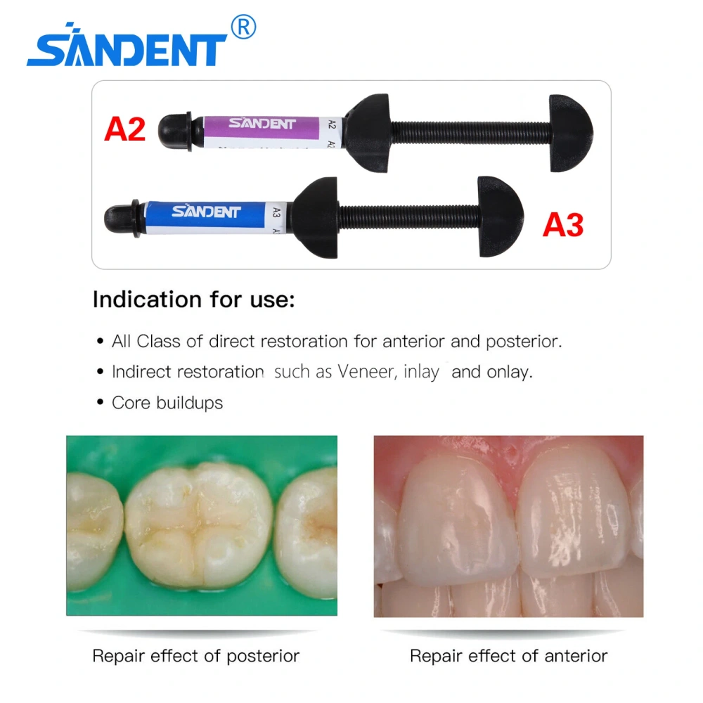 Dental Visible Light Cure Hybrid Composite Dental Resin Based Shade A2/A3