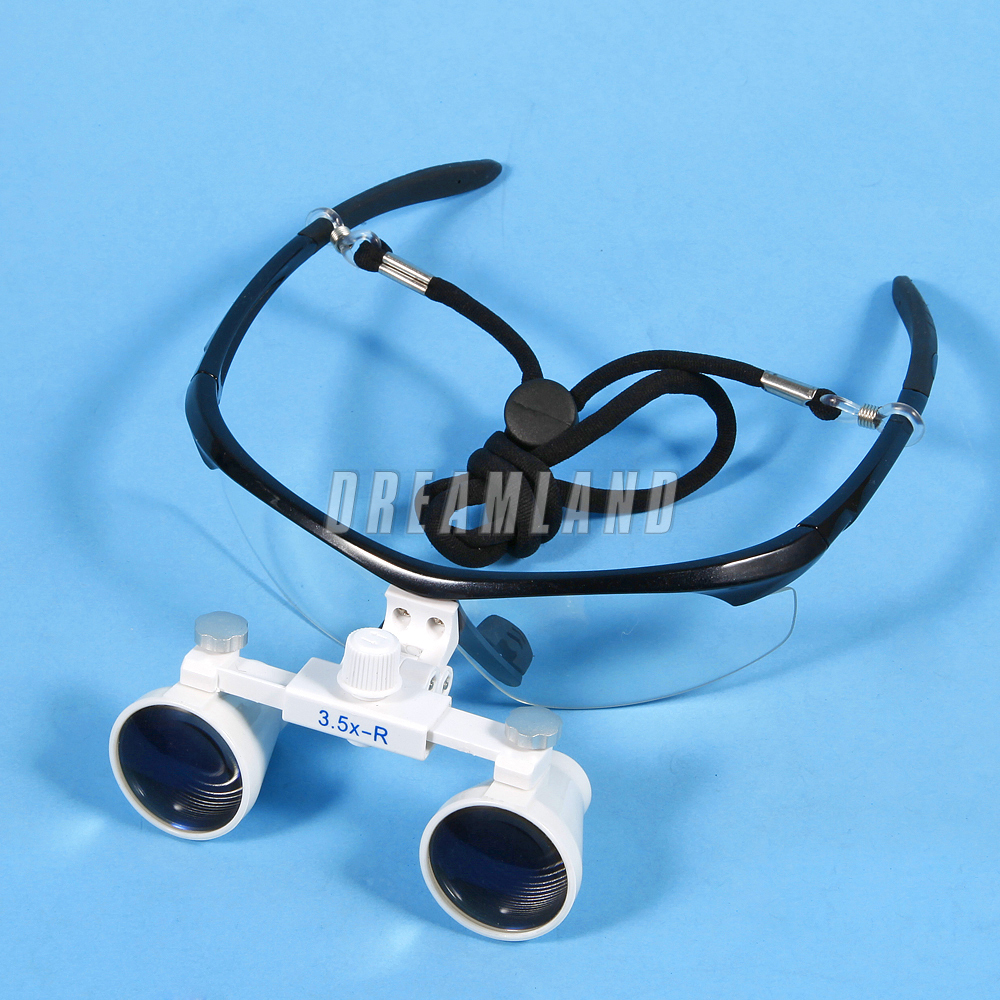 Dental Binocular Loupes 3.5X 420mm / Portable LED Head Light Lamp Rechargeable