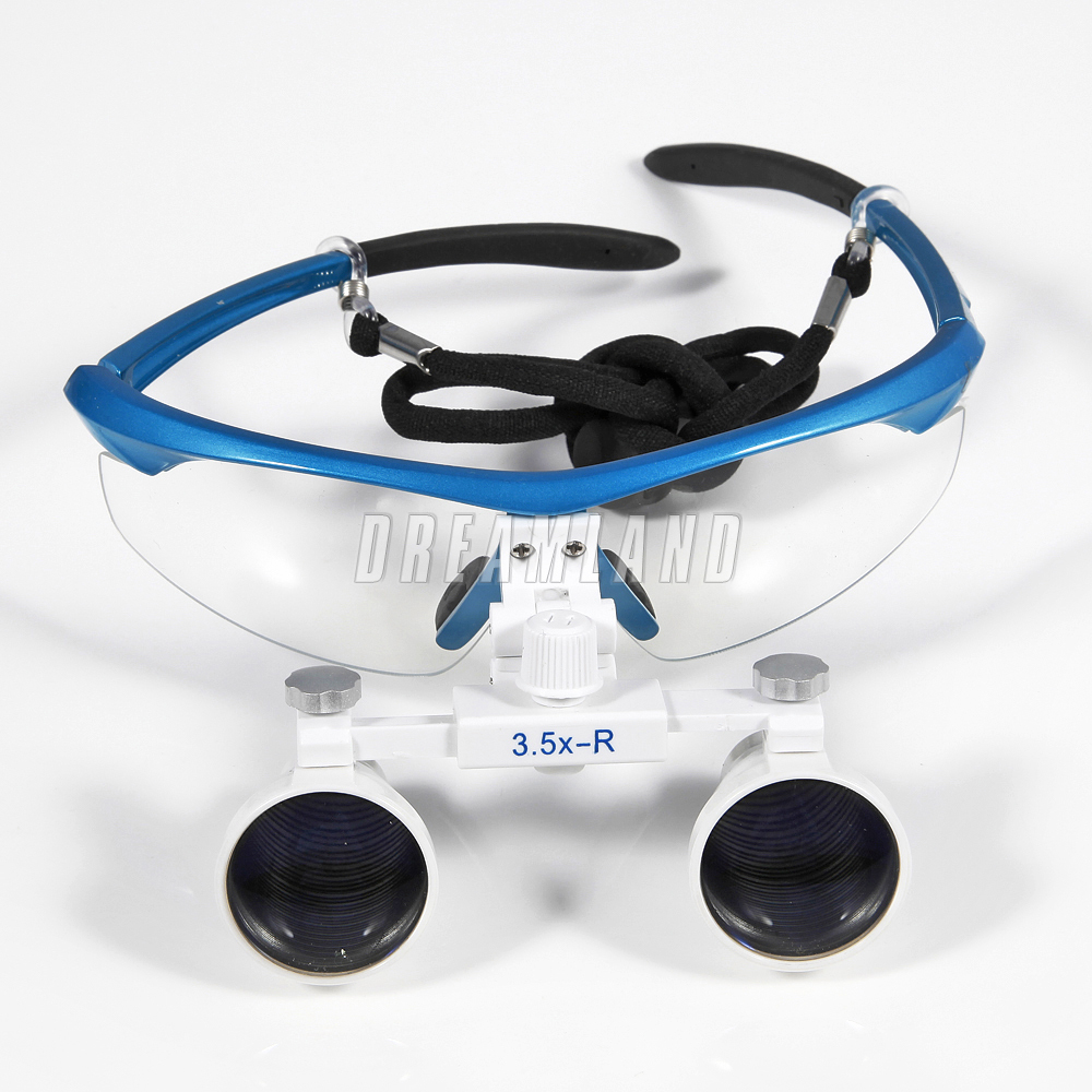 Dental Binocular Loupes 3.5X 420mm / Portable LED Head Light Lamp Rechargeable