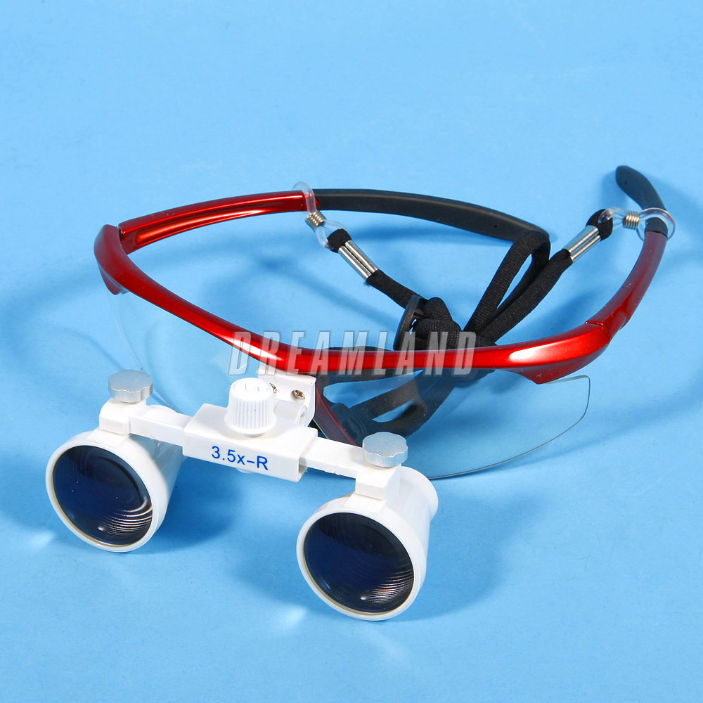 Dental Binocular Loupes 3.5X 420mm / Portable LED Head Light Lamp Rechargeable