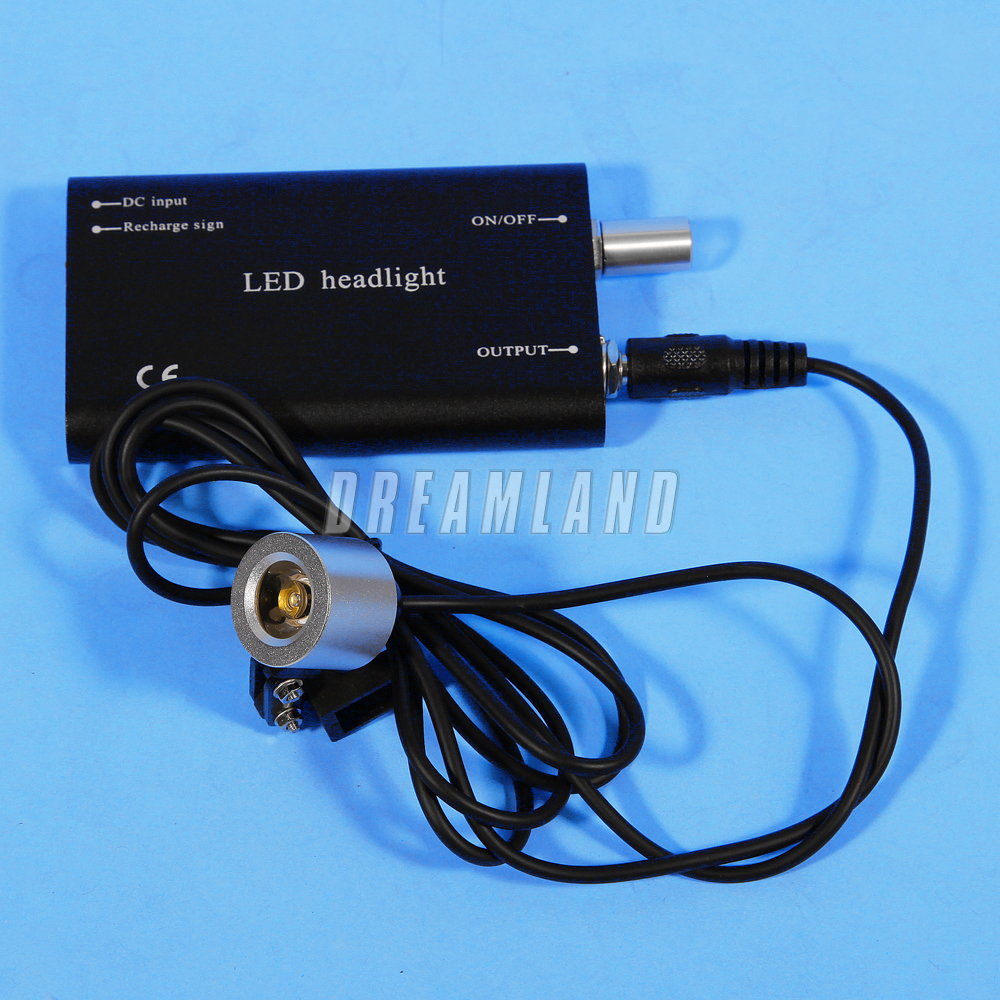 Dental Binocular Loupes 3.5X 420mm / Portable LED Head Light Lamp Rechargeable