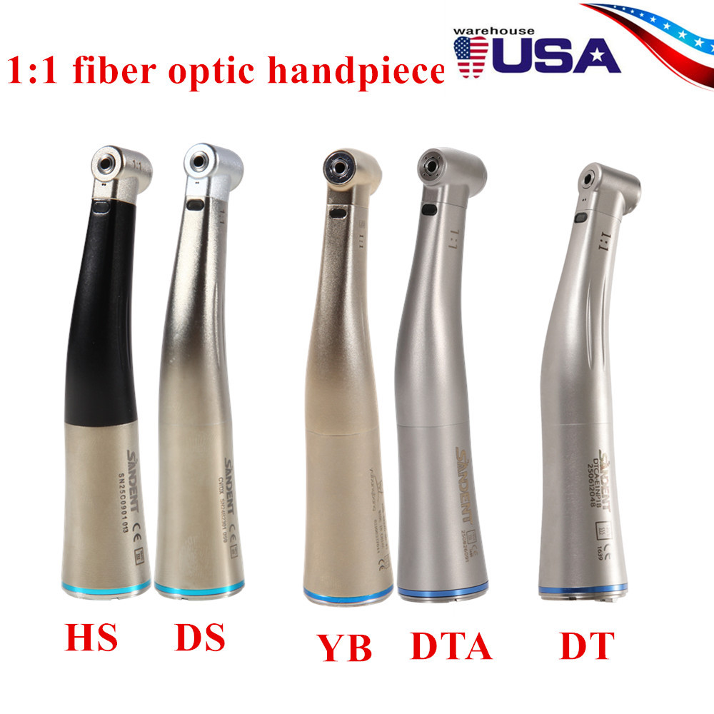 SANDENT Dental Fiber Optic 1:1 Contra Angle Low Speed Handpiece fit E-Type
