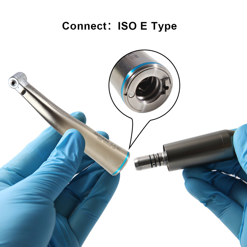 SANDENT Dental Fiber Optic 1:1 Contra Angle Low Speed Handpiece fit E-Type