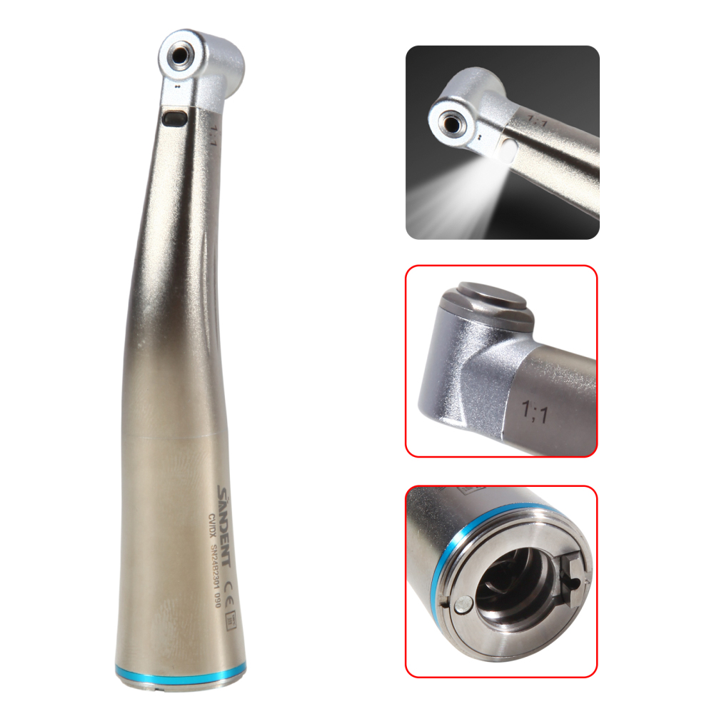 SANDENT Dental Fiber Optic 1:1 Contra Angle Low Speed Handpiece fit E-Type