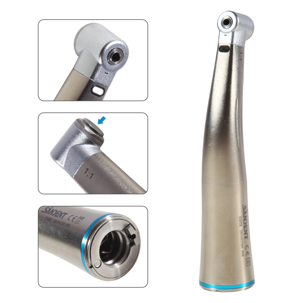 SANDENT Dental Fiber Optic 1:1 Contra Angle Low Speed Handpiece fit E-Type