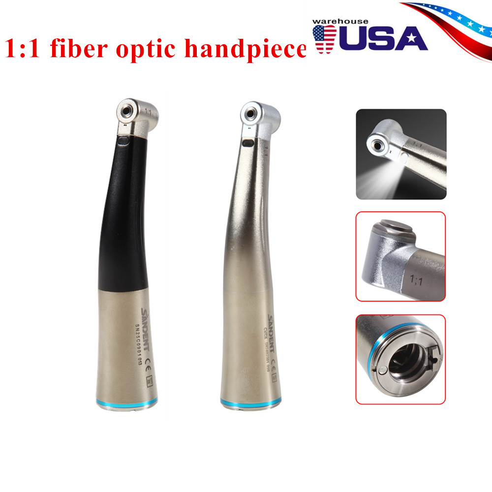 SANDENT Dental Fiber Optic 1:1 Contra Angle Low Speed Handpiece fit E-Type