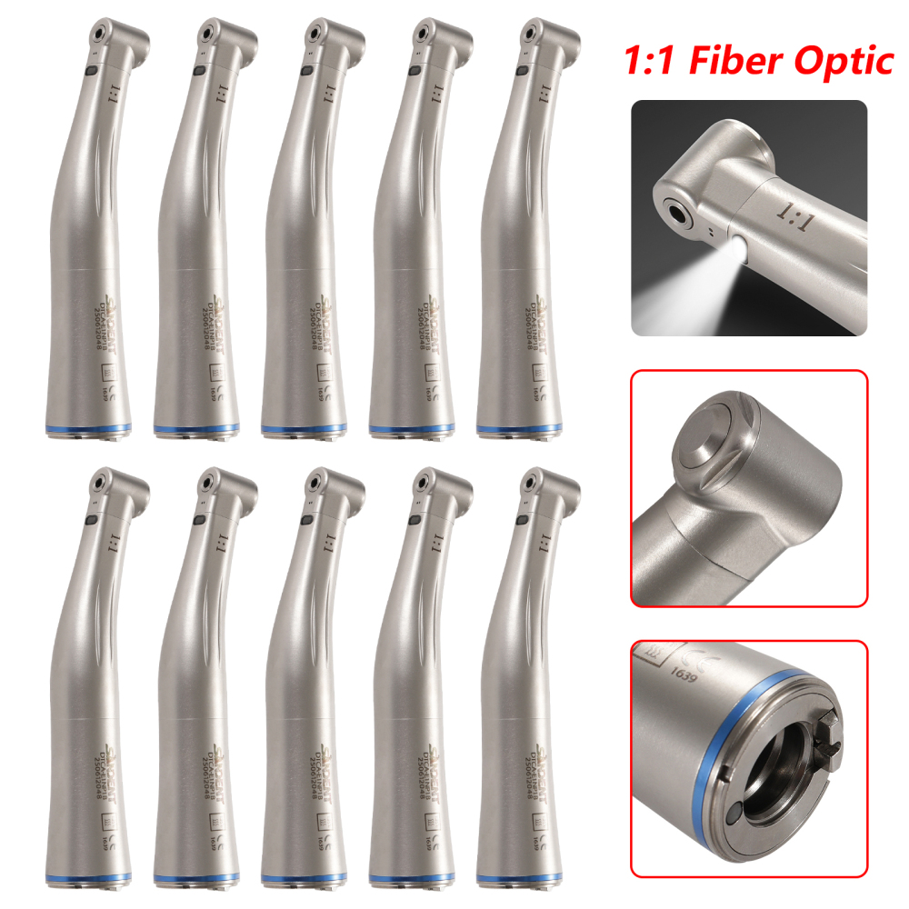 Dental 1:1 Fiber Optic Contra Angle Low Speed Handpiece fit E-Type Electric motor