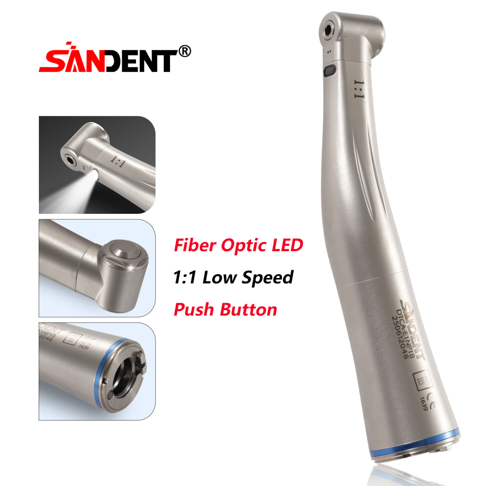 Dental 1:1 Fiber Optic Contra Angle Low Speed Handpiece fit E-Type Electric motor