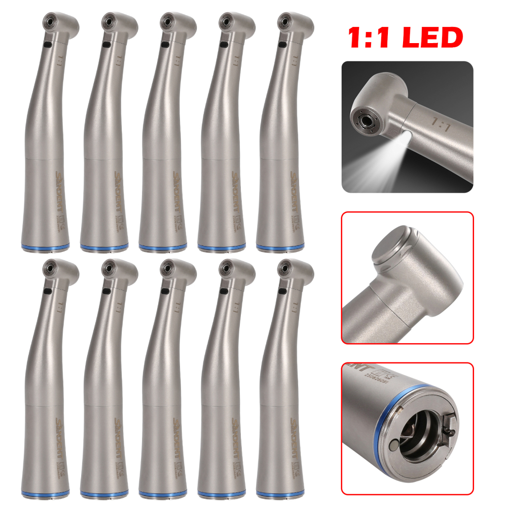 Dental 1:1 Fiber Optic Contra Angle Low Speed Handpiece fit E-Type Electric motor