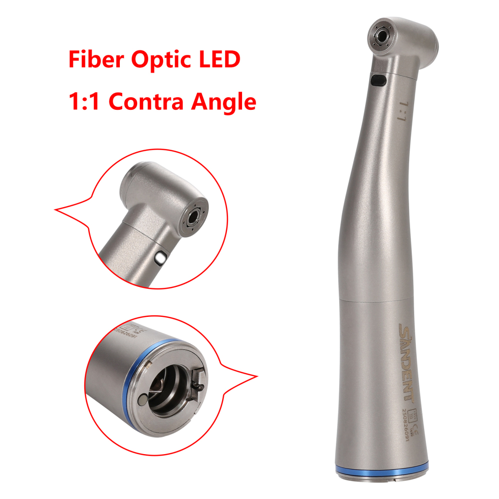 Dental 1:1 Fiber Optic Contra Angle Low Speed Handpiece fit E-Type Electric motor