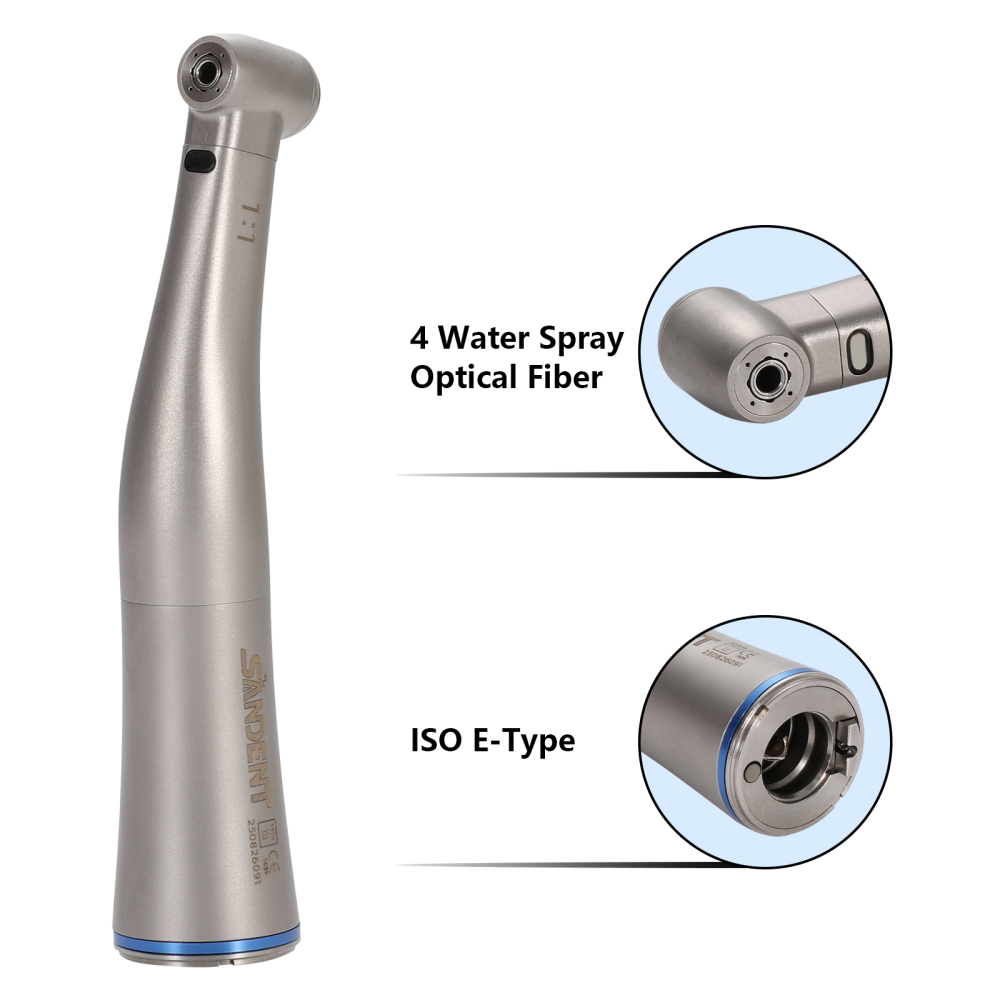 Dental 1:1 Fiber Optic Contra Angle Low Speed Handpiece fit E-Type Electric motor