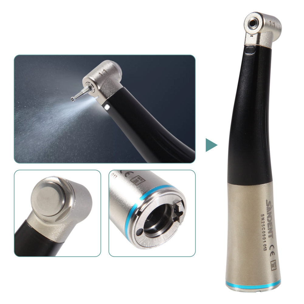 SANDENT Dental Fiber Optic 1:1 Contra Angle Low Speed Handpiece fit E-Type