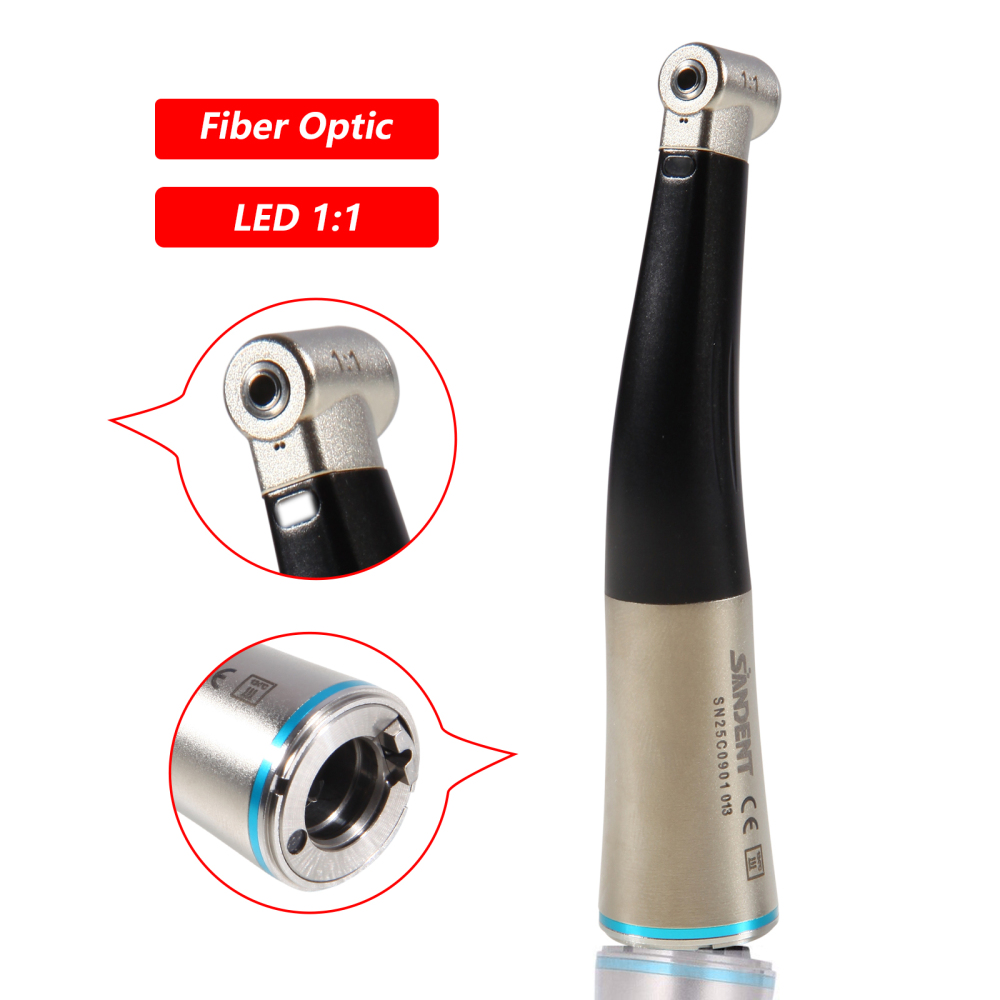 SANDENT Dental Fiber Optic 1:1 Contra Angle Low Speed Handpiece fit E-Type