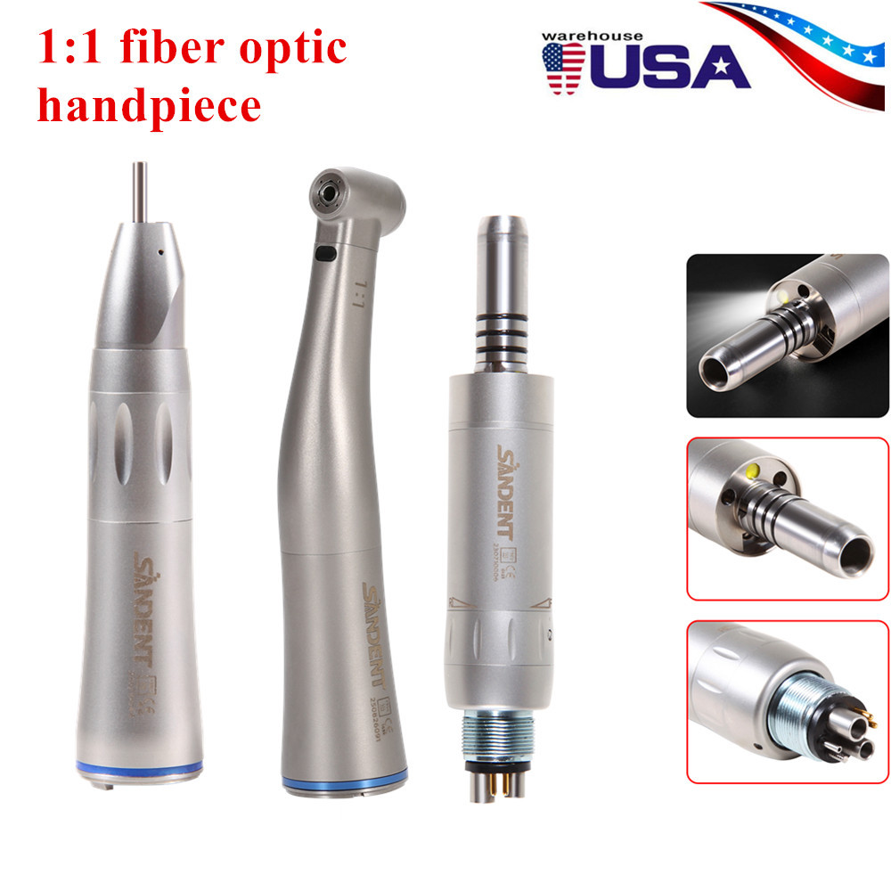 Dental 1:1 Fiber Optic Contra Angle Low Speed Handpiece fit E-Type Electric motor