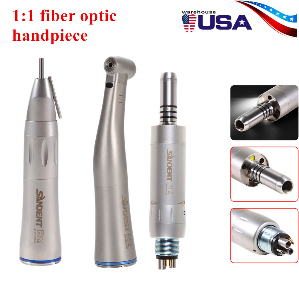 Dental 1:1 Fiber Optic Contra Angle Low Speed Handpiece fit E-Type Electric motor