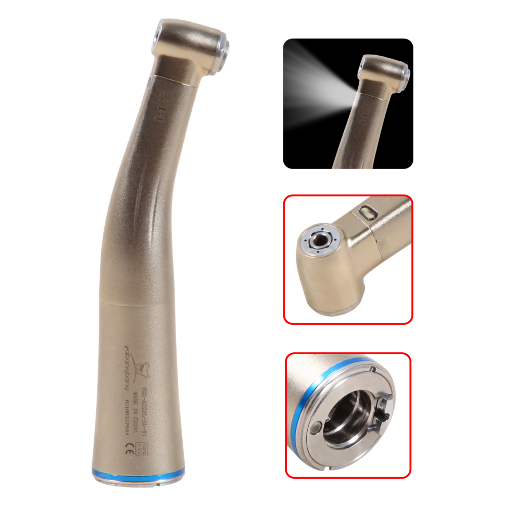 Dental 1:1 LED Fiber Optic Handpiece Internal 4 Spray Low Speed Contra Angle yabangbang