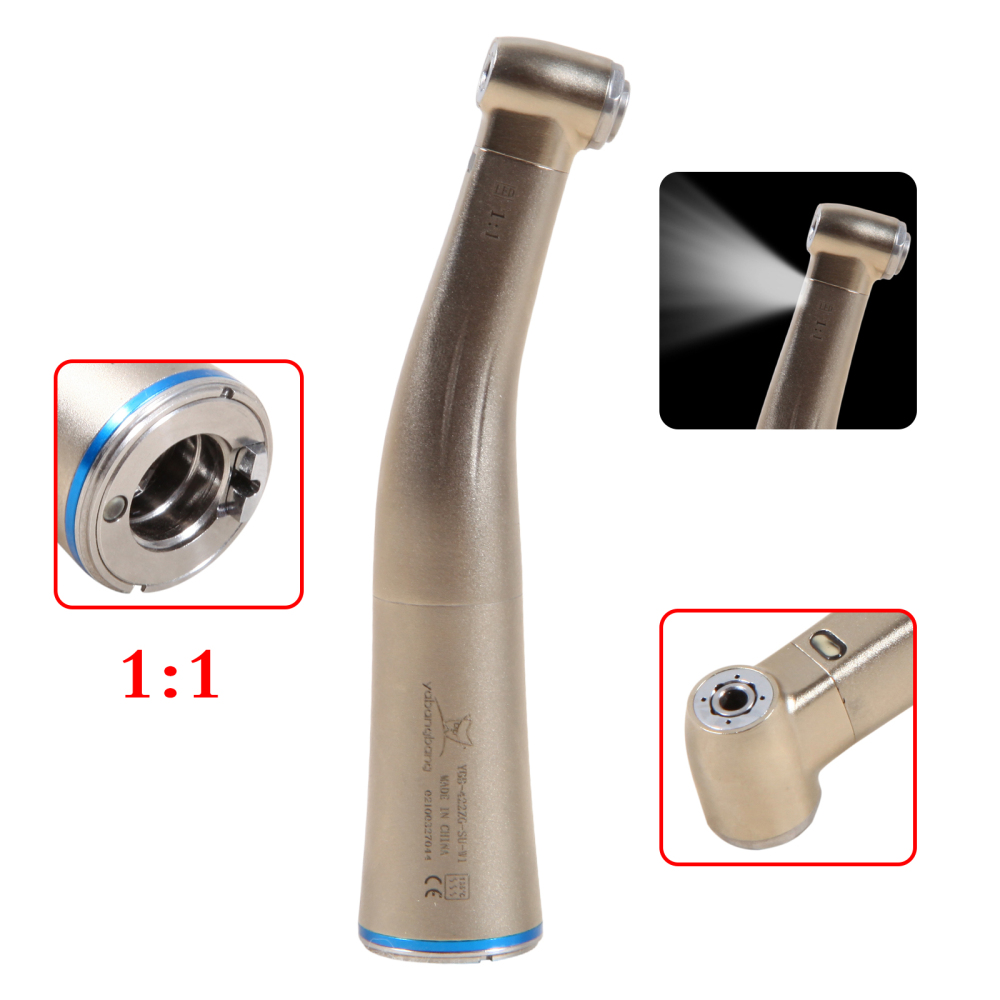 Dental 1:1 LED Fiber Optic Handpiece Internal 4 Spray Low Speed Contra Angle yabangbang