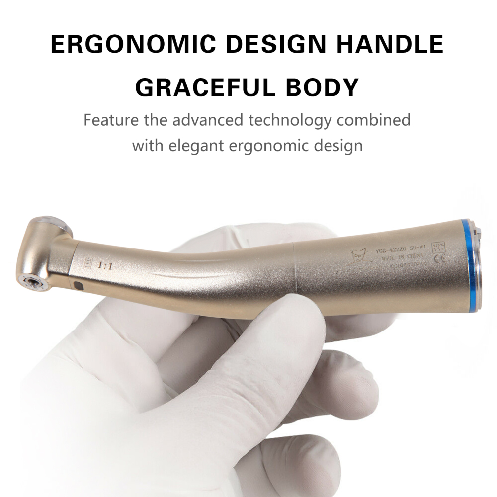 Dental 1:1 LED Fiber Optic Handpiece Internal 4 Spray Low Speed Contra Angle yabangbang