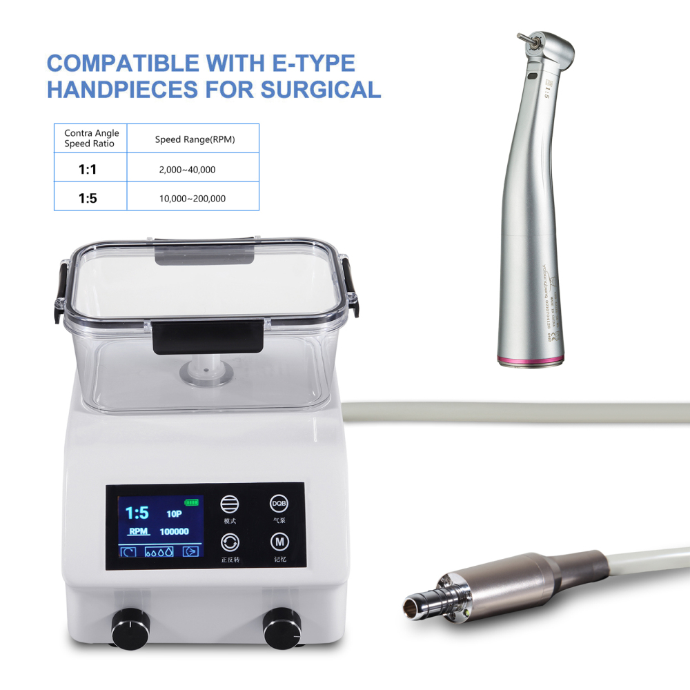 Dental Portable LED Electric Micro Motor with Water tank fit 1:5/1:1 fiber optic handpieces