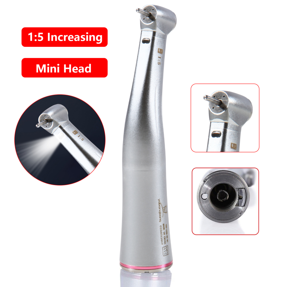 Dental 1:5 Increasing LED Contra Angle Handpiece MINI head  Fit E-type Electric Motor