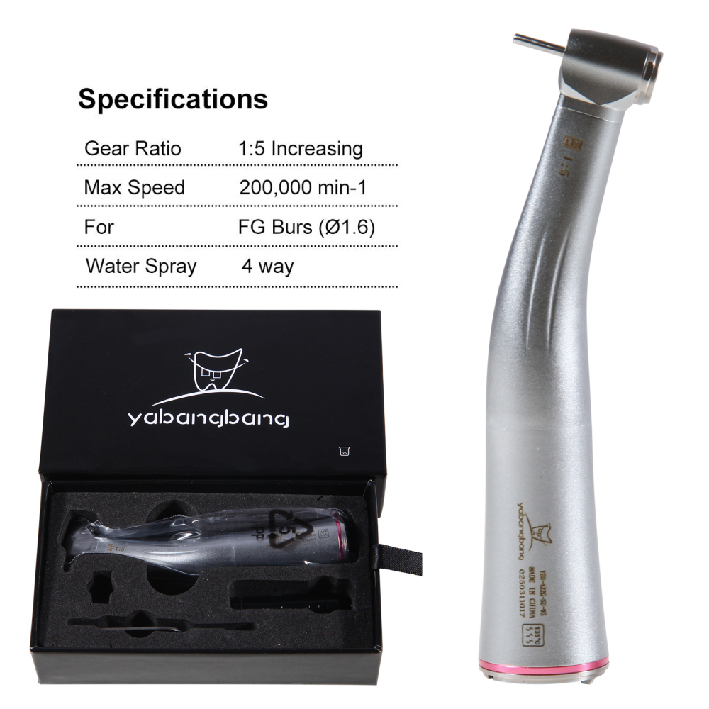 Dental 1:5 Increasing LED Contra Angle Handpiece MINI head  Fit E-type Electric Motor