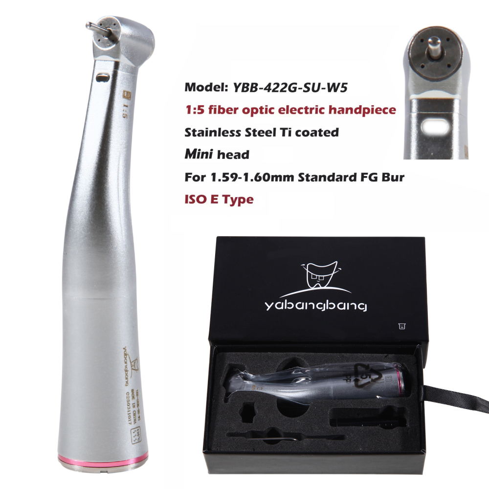 Dental 1:5 Increasing LED Contra Angle Handpiece MINI head  Fit E-type Electric Motor