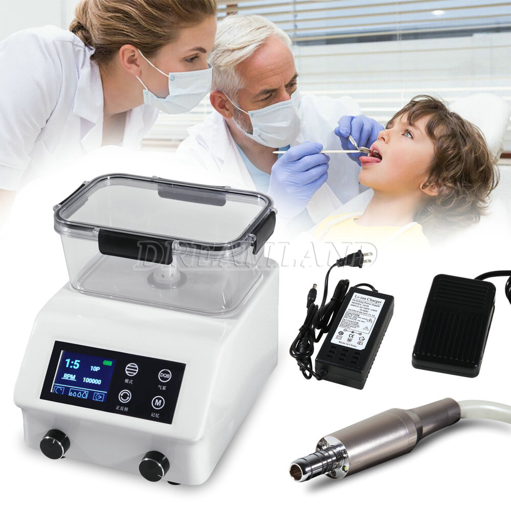 Dental Portable LED Electric Micro Motor with Water tank fit 1:5/1:1 fiber optic handpieces