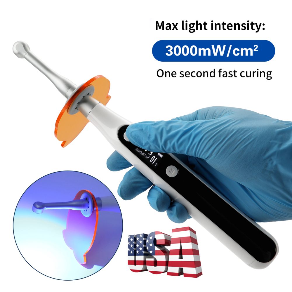 Dental Curing Light Lamp 1000–3000 mW/cm² 7 modes 1–60 seconds High Intensity