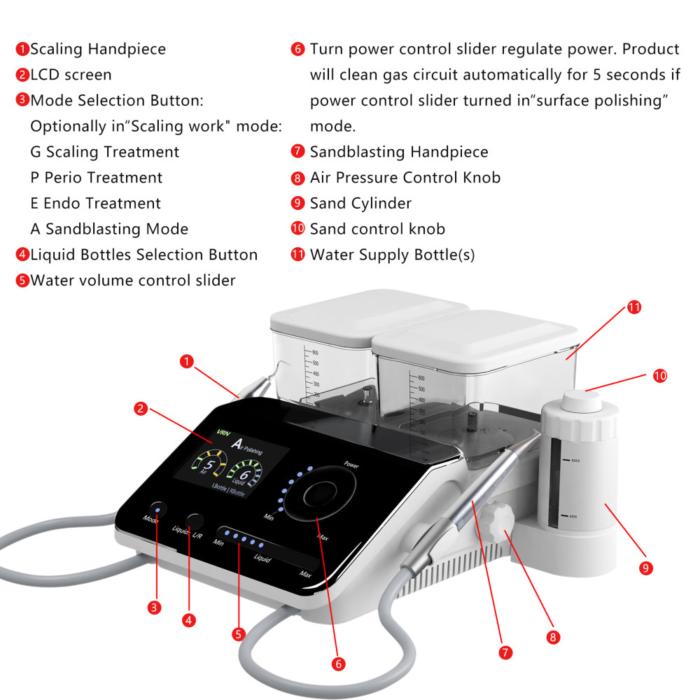 Dental Ultrasonic Scaler & Air Polisher Periodontal Endodontic Therapy System Kit