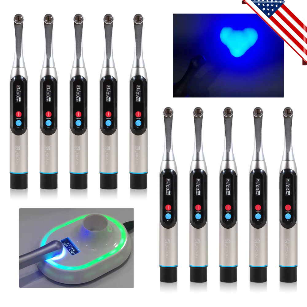 Dental LED Curing Light Wireless 1 Second Cure Lamp Wide Spectrum Max Intensity