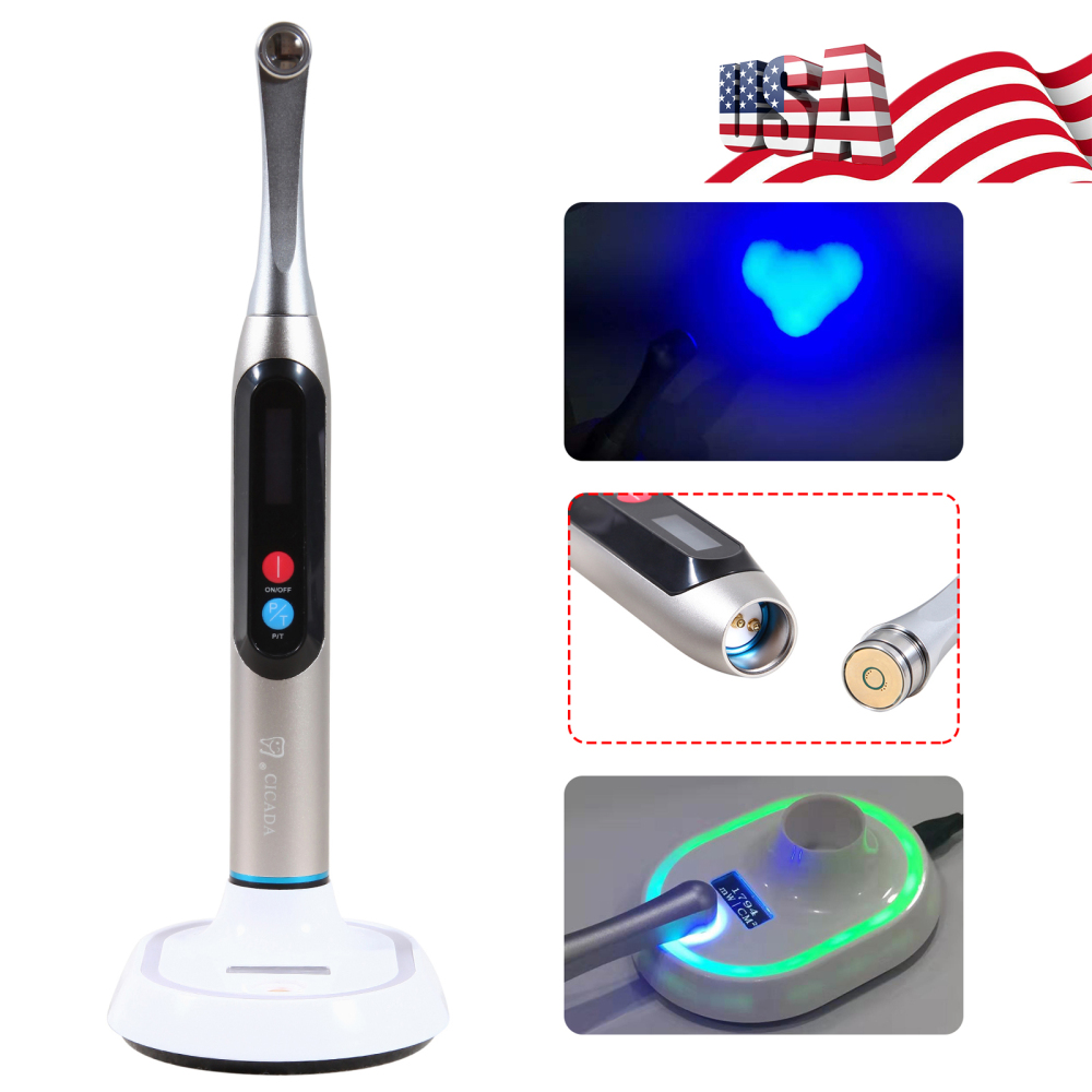 Dental LED Curing Light Wireless 1 Second Cure Lamp Wide Spectrum Max Intensity