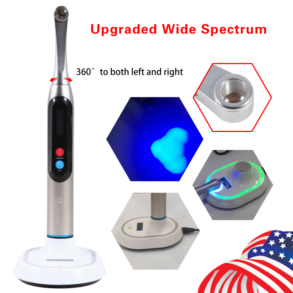 Dental LED Curing Light Wireless 1 Second Cure Lamp Wide Spectrum Max Intensity