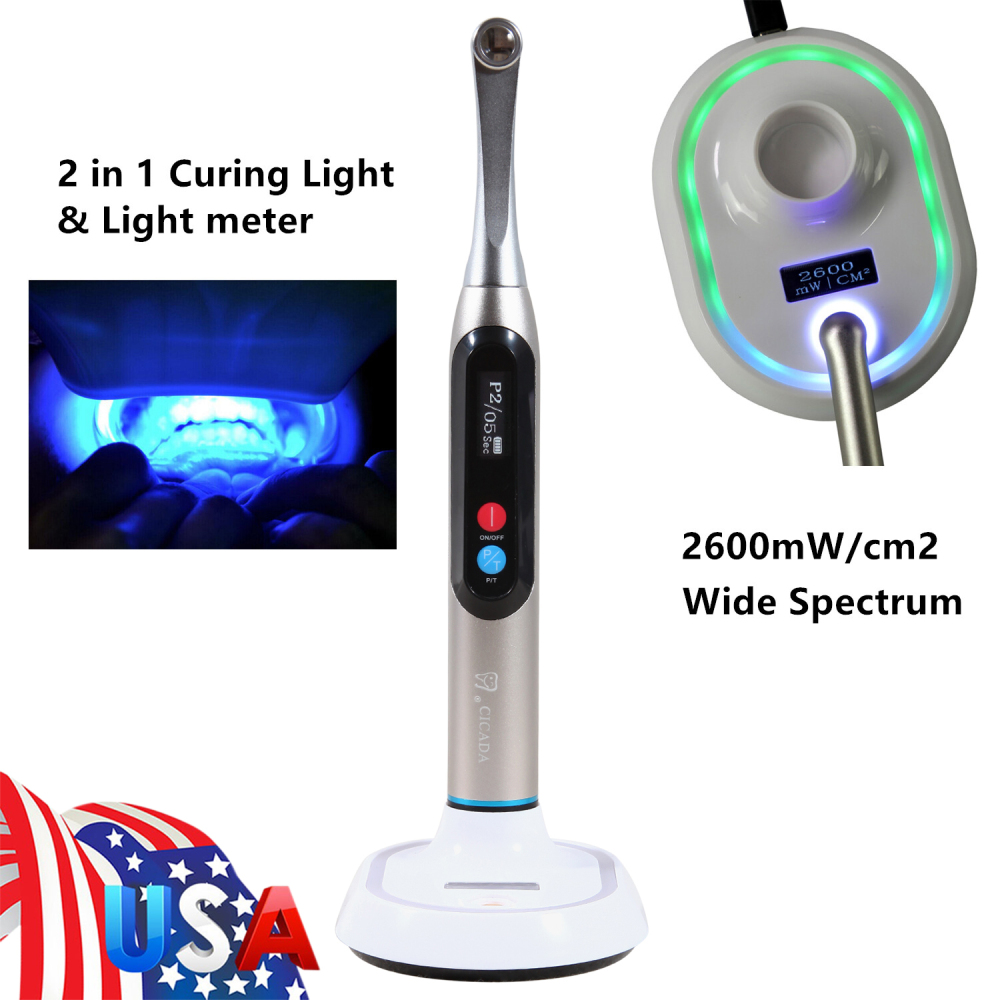 Dental LED Curing Light Wireless 1 Second Cure Lamp Wide Spectrum Max Intensity