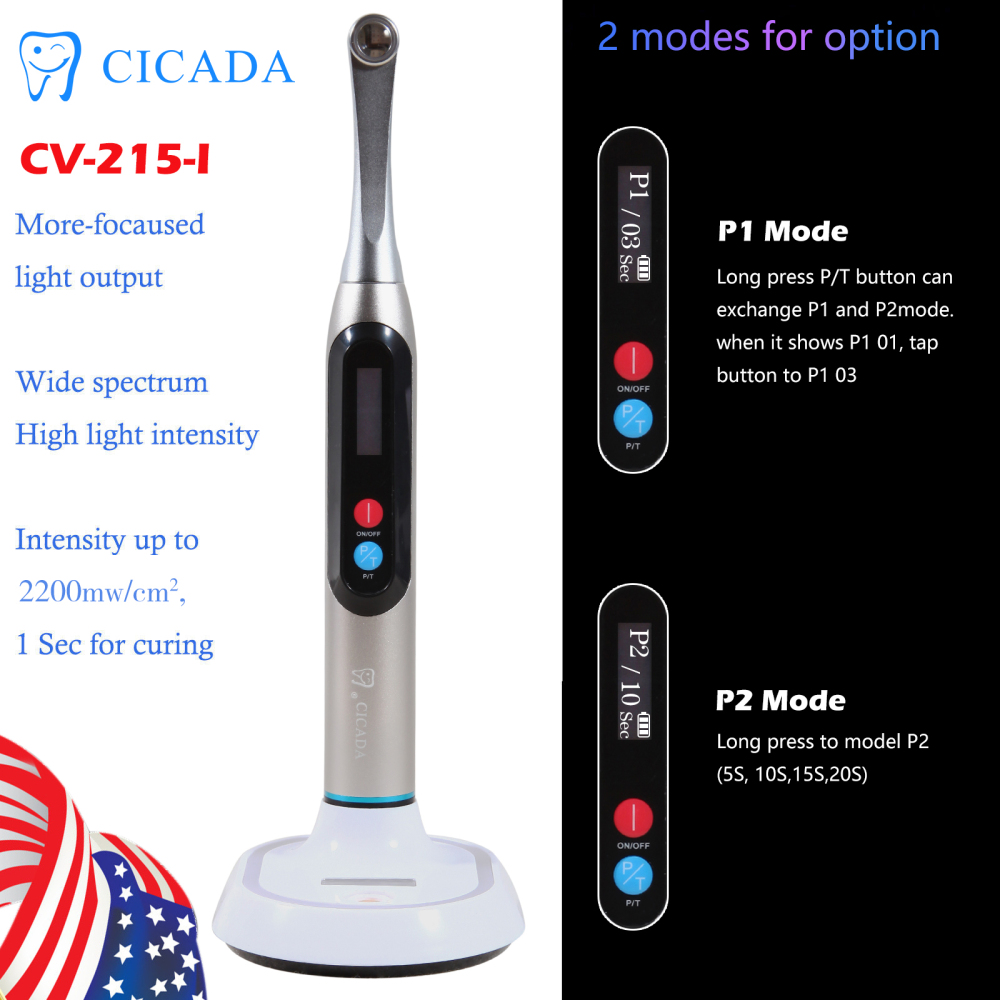 Dental LED Curing Light Wireless 1 Second Cure Lamp Wide Spectrum Max Intensity