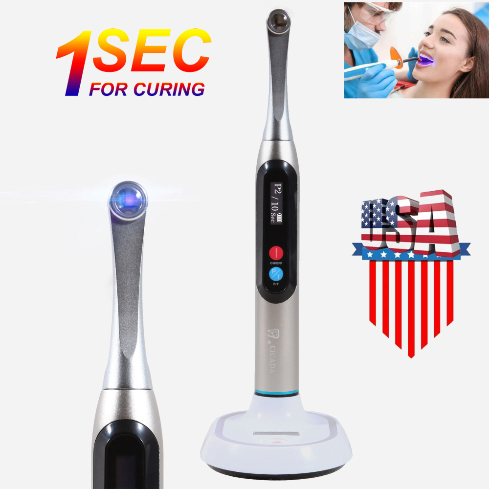Dental LED Curing Light Wireless 1 Second Cure Lamp Wide Spectrum Max Intensity