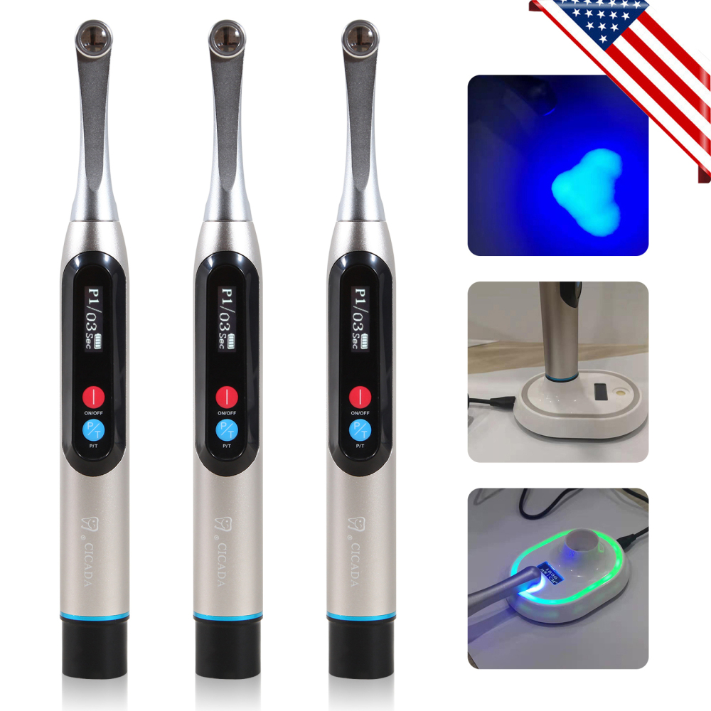 Dental LED Curing Light Wireless 1 Second Cure Lamp Wide Spectrum Max Intensity