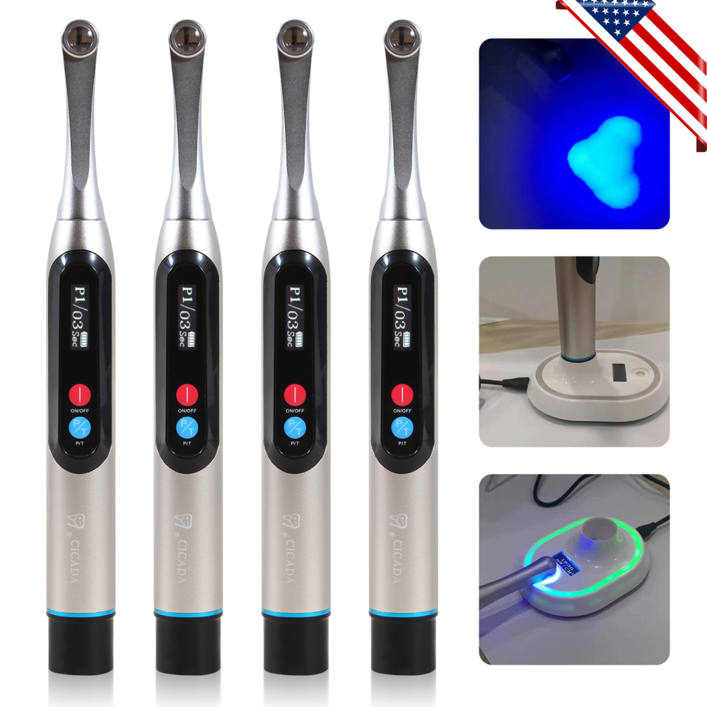 Dental LED Curing Light Wireless 1 Second Cure Lamp Wide Spectrum Max Intensity