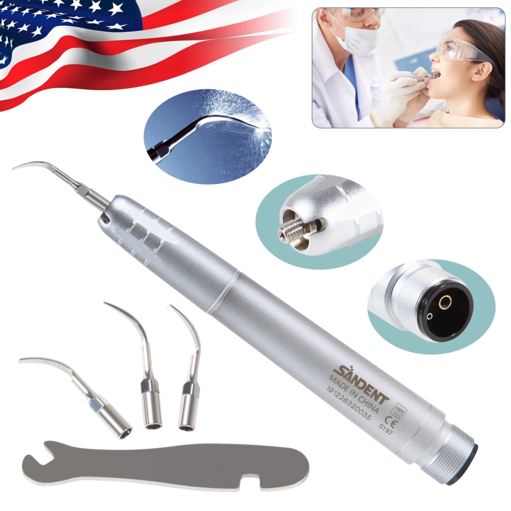 Dental Ultrasonic Air Perio Scaler Handpiece 4 Hole / 2 Hole+ 3 Scaling Tips for Dentist