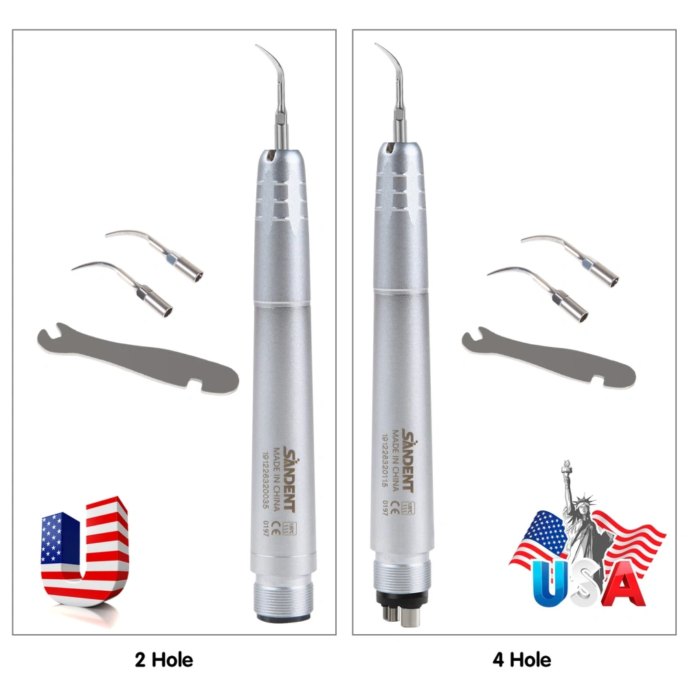 Dental Ultrasonic Air Perio Scaler Handpiece 4 Hole / 2 Hole+ 3 Scaling Tips for Dentist