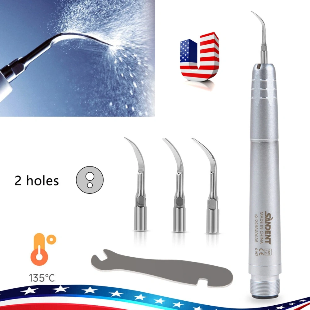 Dental Ultrasonic Air Perio Scaler Handpiece 4 Hole / 2 Hole+ 3 Scaling Tips for Dentist
