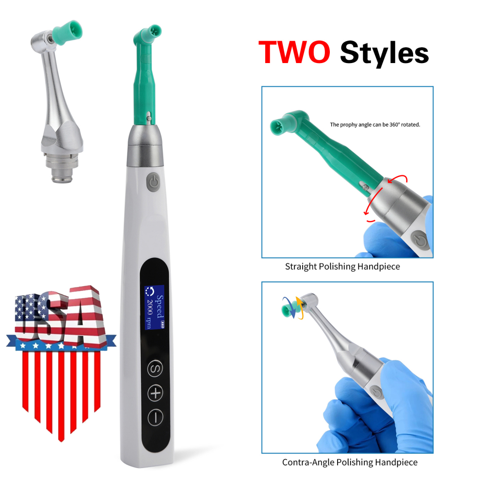 2 in1 Dental Electric Cordless Hygiene Prophy Polishing Handpiece 360° Swivel 2000rpm