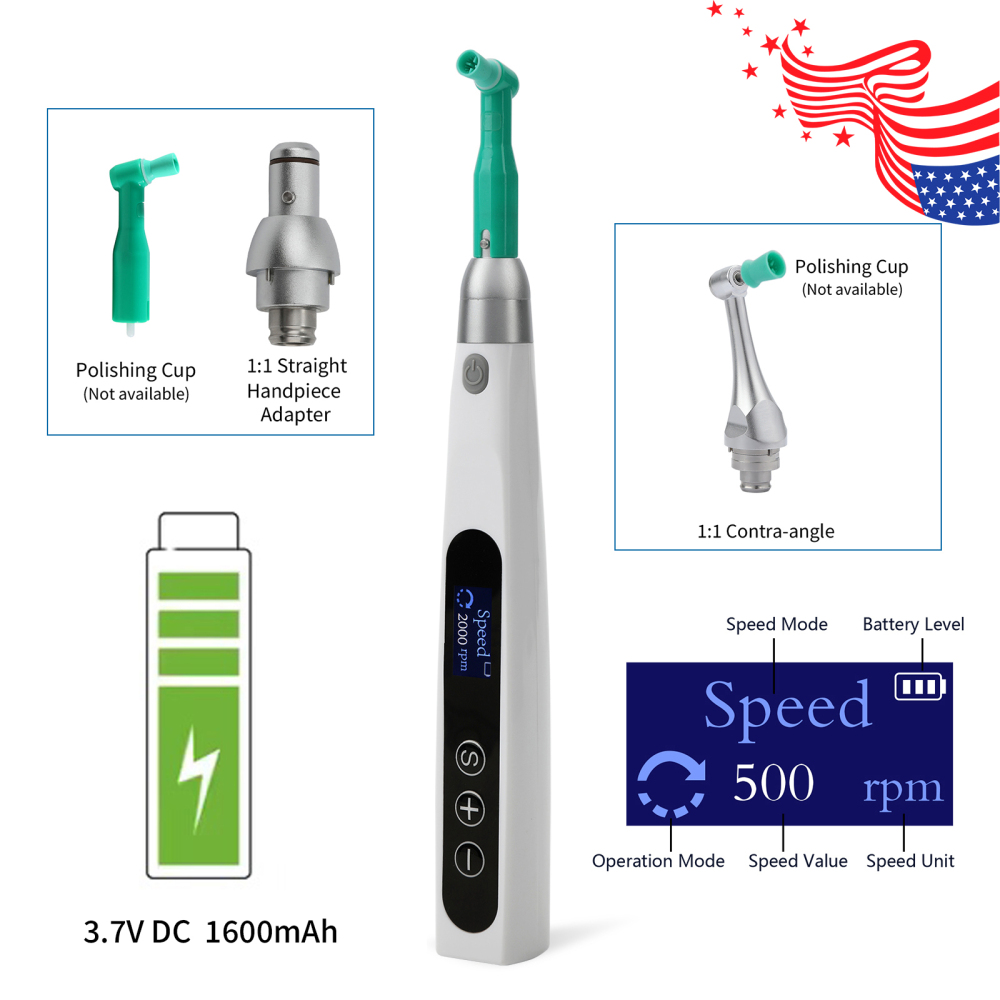 2 in1 Dental Electric Cordless Hygiene Prophy Polishing Handpiece 360° Swivel 2000rpm