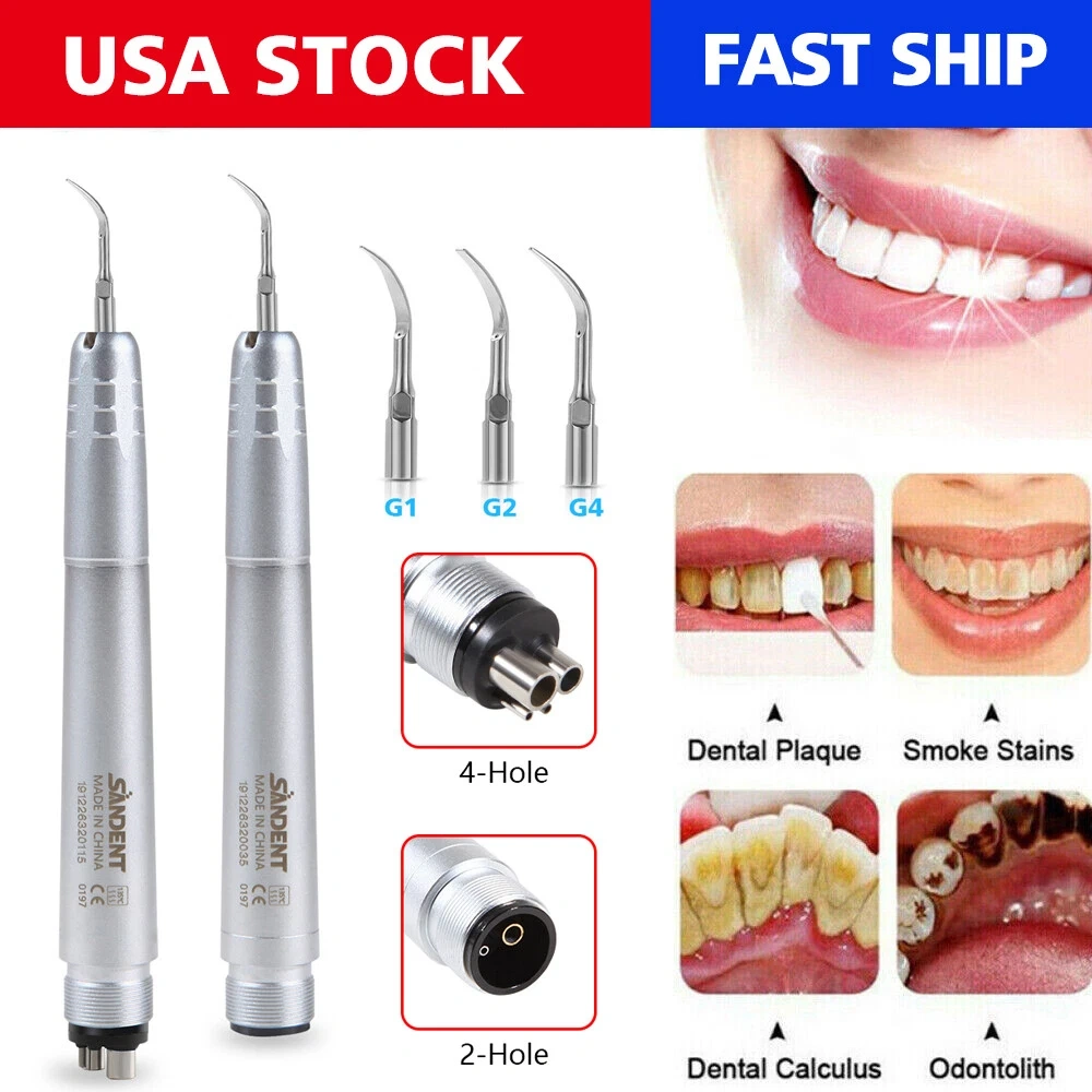 Dental Ultrasonic Air Perio Scaler Handpiece 4 Hole / 2 Hole+ 3 Scaling Tips for Dentist