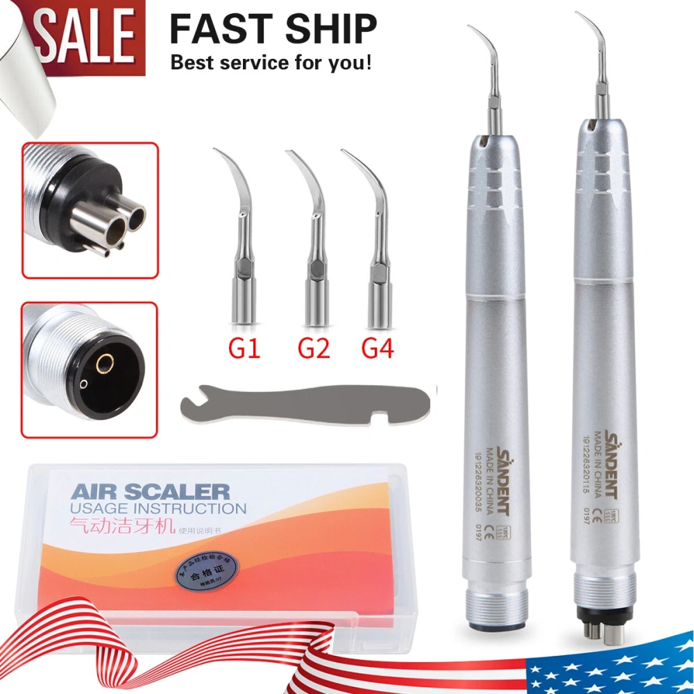 Dental Ultrasonic Air Perio Scaler Handpiece 4 Hole / 2 Hole+ 3 Scaling Tips for Dentist
